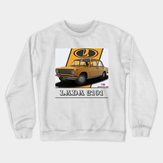 Lada 2101 1970 Yellow Crewneck Sweatshirt by PjesusArt